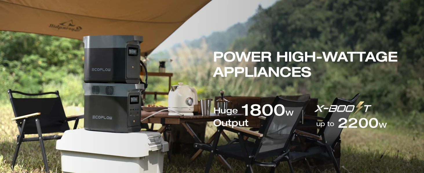 ECOFLOW Portable Power Station DELTA 2, 950Wh LiFePO4 (LFP) Battery, 1800W AC/100W USB-C Output, Solar Generator