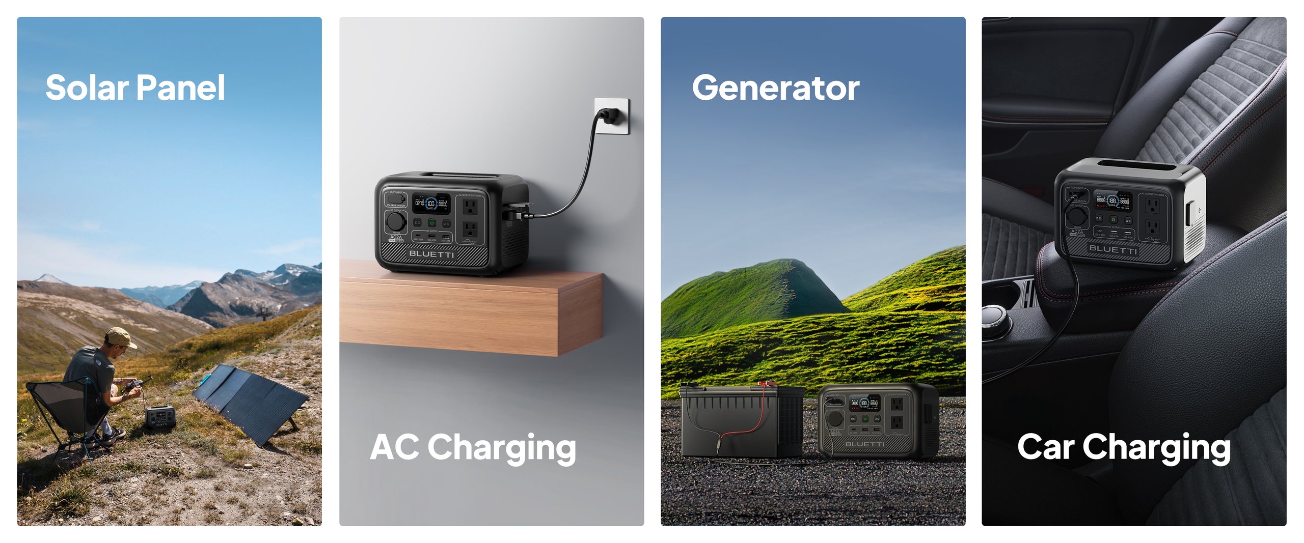 【US PLUG】BLUETTI AC2A Portable Power Station | 300W 204Wh, Recharge from 0-80% in 45 Min., Solar Generator for Outdoor Camping