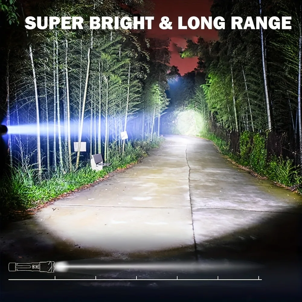 2pcs Rechargeable Zoomable Super Bright Flashlight for Emergency Power Outage, for Outdoor Camping, Hurricane 2pcs Rechargeable Zoomable Super Bright Flashlight for Emergency Power Outage, for Outdoor Camping, Hurricane