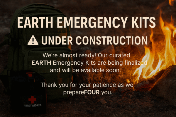 EARTH Emergency Kits Coming Soon Banner with FIRE | PrepareFOUR